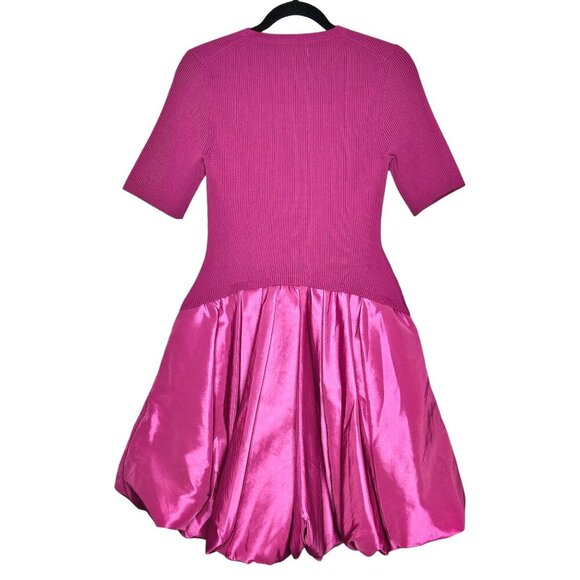 Jonathan Simkhai Kenny Magenta Pink Bubble Hem Knit‎ Taffeta Mini Dress Size M - Picture 8 of 12